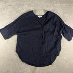 Vetta Capsule Wardrobe Girlfriend Button Down Navy Tencel Shirt | XS Photo 3