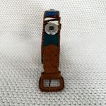 Artisan Vintage Tan Tooled Leather Guatemala Woven Multi Silver Ring Belt OS Photo 1