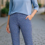 J.Crew Campbell Capri in Abstract Wave Print Sz 6 Blue White Pants Photo 0