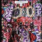 Rebecca Minkoff ‎ Blouse Medium Red Floral Semi Sheer 3/4 Sleeves Round Tie Neck Photo 4