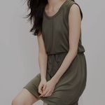 Lou & grey  Army Green Olive Cinch Waist Dress Small Drawstring Sporty Casual Photo 0