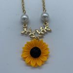 NEW Sunflower&pearls gold pendant fashion necklace Photo 2