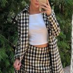 J.Crew  Plaid Oxford Long Wool Coat Gold Buttons Sz 2 / comes with matching skirt sz 4 Photo 1