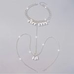 Faux Pearl Tassel Pendant Body Chain Full Of Shiny Rhinestone Body Chain Jewelry Photo 4