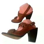 Frye  Amy Women’s  Brown Leather Heeled Buckled Slingback Shoes 9 M / 39-40 Photo 5
