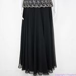Laurence Kazar  vintage black‎ maxi dress with clear bead and white pearl, L Photo 4