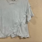 Derek Lam  Collective light blue gray cross front ruffle short sleeve tee shirt Photo 3