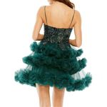 Mac Duggal  20645 Embellished Tulle Mini Dress Hunter Green Size 2 NWT‎ Photo 1