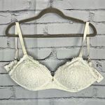 Aerie White Lace Underwire Bra 34DD Elegant Linen Floral Patterns Strapped Photo 0