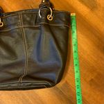 Tignanello Shoulder Bag Black Leather Purse Multi color stripe lining Photo 3