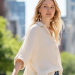 A New Day  Raffia Oval Pearl Drop Earrings New Brown white jewelry size medium Photo 0