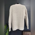 H&M  Oversized Cable Knit Sweater Cardigan Tie Neutral Women’s Sz S EUC Photo 4