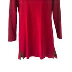 Ralph Lauren Lauren Size Small Red Suede Trim Holiday V Neck Tunic Top Photo 2
