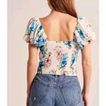 Abercrombie & Fitch Womens Ruched Puff Sleeve Scoopneck Top Floral Crop Sz XL Photo 5