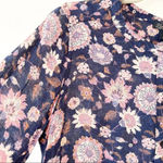 Lucky Brand Tunic Top Navy Pink Floral Size Medium Boho Lightweight Summer Shirt Photo 5