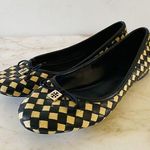 Tory Burch Black Yellow Woven Ballerina Flats Bow Accent - US 7.5 Photo 0