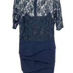 Rickie Freeman Teri Jon 12 lace dress sequin beaded navy semi Photo 1