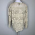 Eddie Bauer Neutral Open Weave Cardigan Sweater 1X Linen Blend Photo 1