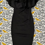 Boohoo  Black Bardot Layered Frill Detail Midi Pencil Dress NWT Size 6 Photo 0