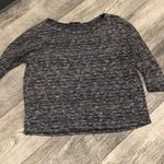 Joyce Leslie  Short Grey and Navy Light Sweater 3/4 Sleeves Crew Neck Photo 2