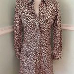 Diane Von Furstenberg  Dress 4 Brown White Collared Long Sleeve Cotton Photo 0