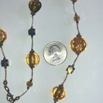 Boho Clear Yellow Gold Tone Shimmer AB Beaded Millefiori Flower Beads Necklace Photo 1