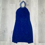 Vintage 80s zum Zum blue velvet retro shift dress with rhinestone collar top s Photo 6