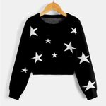 Star Pattern Crew Neck Drop Shoulder Sweater Size M Black Size M Photo 1