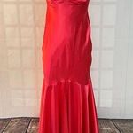 Cache hot pink satin crystal embellished cross back mermaid ballgown size 4 Photo 0