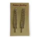 Diamond CZ 3 Strand Bling Drop Dangle Earrings Silver Photo 1