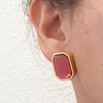 J.O.A. Retired Vintage RIVERS Fuchsia Pink Rhinestone Emerald Cut Earrings 13.8g Photo 1