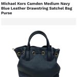 Michael Kors  Camden Medium Navy Blue Leather Drawstring Satchel Bag Purse Photo 1