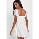Lulus  Cutest Icon White Embroidered Off-the-Shoulder Mini Dress Babydoll Size S Photo 2