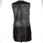 Rebecca Taylor  Black Leather Wool Leopard Animal Print Dress Size 10 Medium M Photo 3