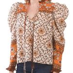 House of Harlow  Long Sleeve Puff Shoulder Top Size Medium Photo 0