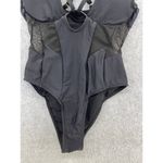 Matte Collection Matte Collections Women's Swimsuit Solid Black Mesh Sides Padded Small Keyhole Photo 6