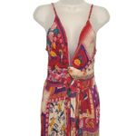 Angie NWT  Bohemian Patchwork Jumpsuit BOHO Tropical Bird Print Wide Leg Large  L Photo 4