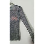 Free People NEW  Women's Navy Filter Finish Long Sleeve Metallic Mesh Small Punk Photo 13
