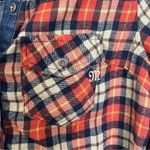 Miss Me Women’s  Flannel Plaid and Jean Aztec Print Shirt Size S Photo 3