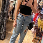 American Eagle  Distressed Mom Boyfriend Dad Baggy Denim Jeans 4 High Rise Photo 0