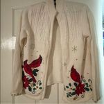 Ms Lee Cardigan with Red Cardinal Design Christmas Ugly Sweater Broken Zipper S Photo 0