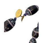 Authentic Heavy Antique/Vintage 10K Gold Ceramic Oval Trade Beads Necklace Black Photo 3