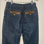 Vintage St John Sport Blue Denim Jeans Brown Leather Accents Buckle Gold Logo Size 8 Photo 9