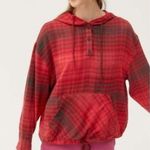 Urban Outfitters Red Black Plaid Drawstring Hoodie Women's Size X-Small XS NWT Photo 1