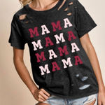 BiBi‎ pink Distressed 'MAMA' Tee Black Size XL Photo 1