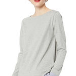 J.Crew Mercantile Gray Long Sleeve Top with Blue Accents Photo 0