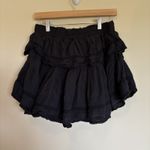 Love Shack Fancy  Smocked Waist Ruffle Tiered Mini Skirt Black Size Large Photo 4