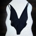 Topshop  Black Plunge Neck One Piece Swimsuit Photo 0