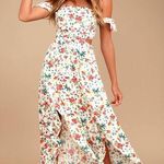 Lulus Easy on the Eyes Cream Floral Print Off-the-Shoulder Maxi Dress Medium Photo 3