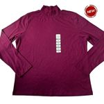 st. john's bay  Essential Deep Ruby Mockneck T-Shirt Women Size XXL NWT | 60-56 Photo 0